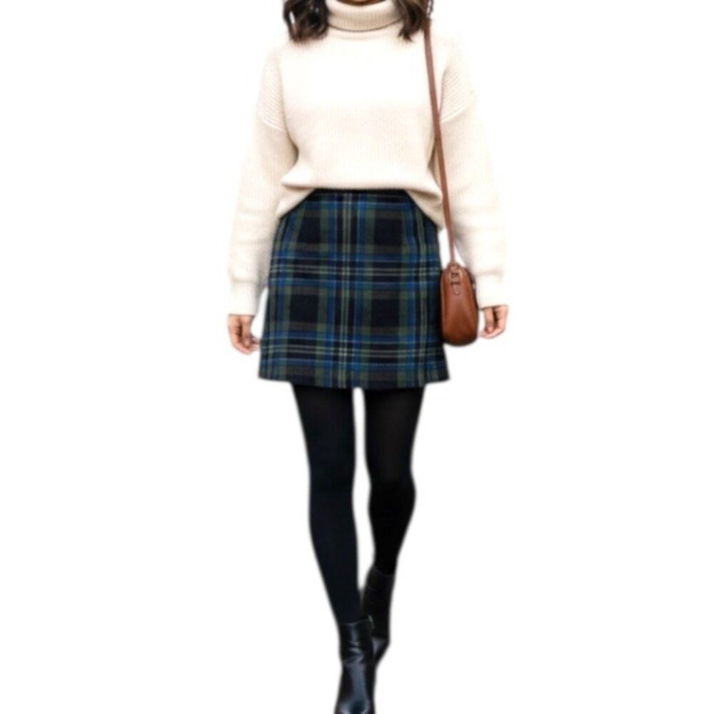 The Limited Vintage 90s Y2k Preppy Plaid Multicolor Wool Blend Mini Skirt Sz 2